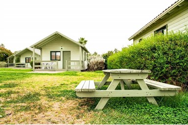 בקתות עץ מול חרמון - הבריכה והחצר