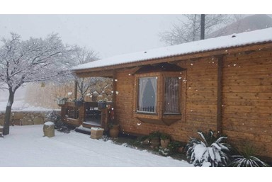 בקתות עץ בהר הארי - בחורף