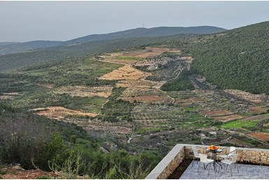צימר מעל המעיין - הבריכה והחצר