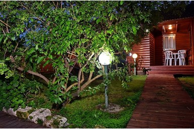 הבקתות של מלכה - החצר והבריכה