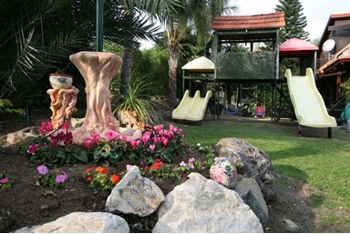 בקתות עץ - נוף ירדן - החצר, הבריכה והספא